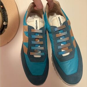 Blue and Tan Women's Sneakers - like new!